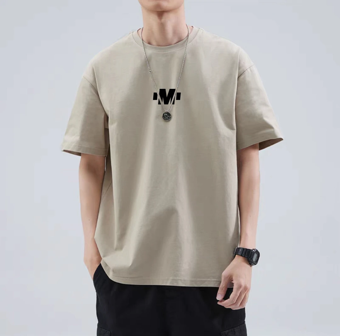 夏季简约纯棉短袖T恤男 潮流百搭休闲宽松圆领港风
