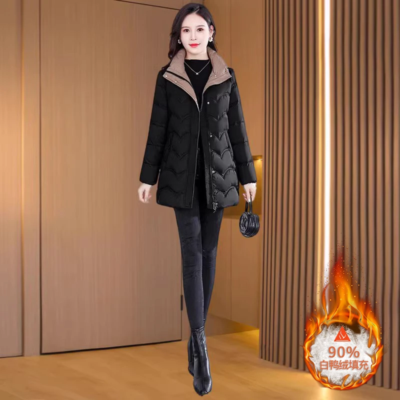 九江贵夫人时尚羽绒服2025新款冬季时尚洋气质高端中长款轻薄袄子