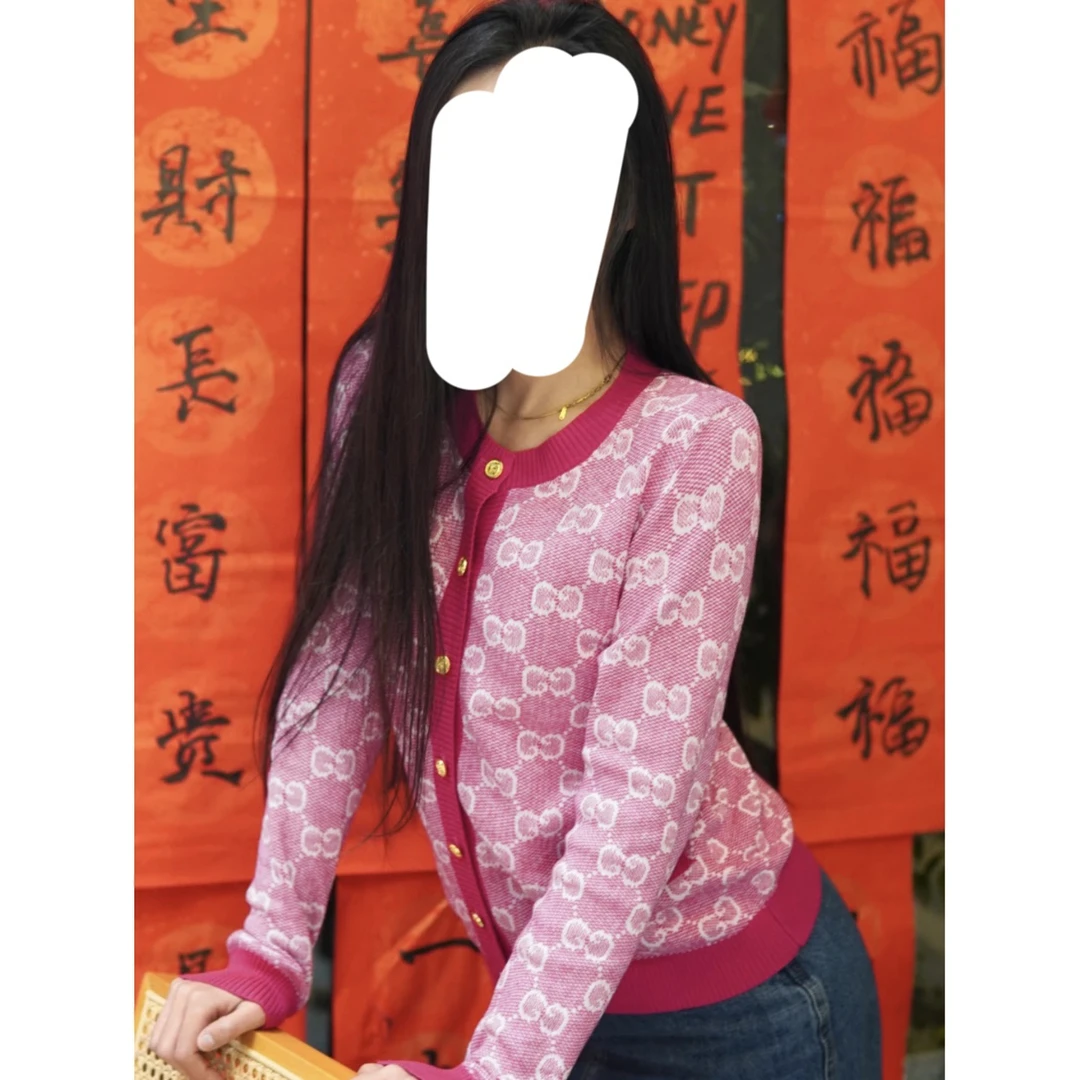99新 GUCCI/古驰 满印圆领长袖针织衫/尺码xs/C2807