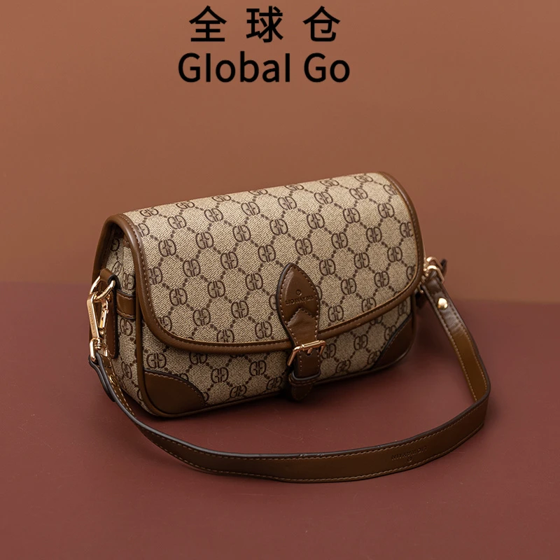 全球仓Global Go 女士包包2025新款法棍腋下包真皮小众单肩斜挎包