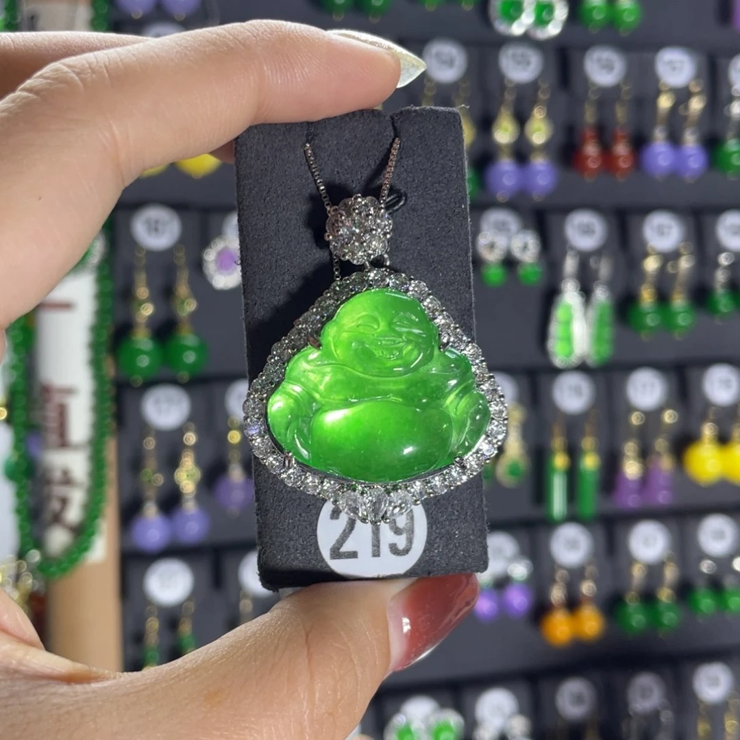 银S925镶嵌翡翠耳饰219