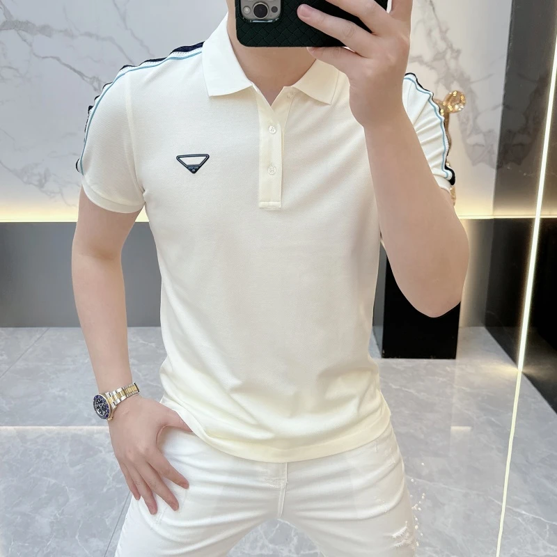 冰希经典.简欧名品男士POLO衫轻奢时尚修身翻领短袖2025夏季新款