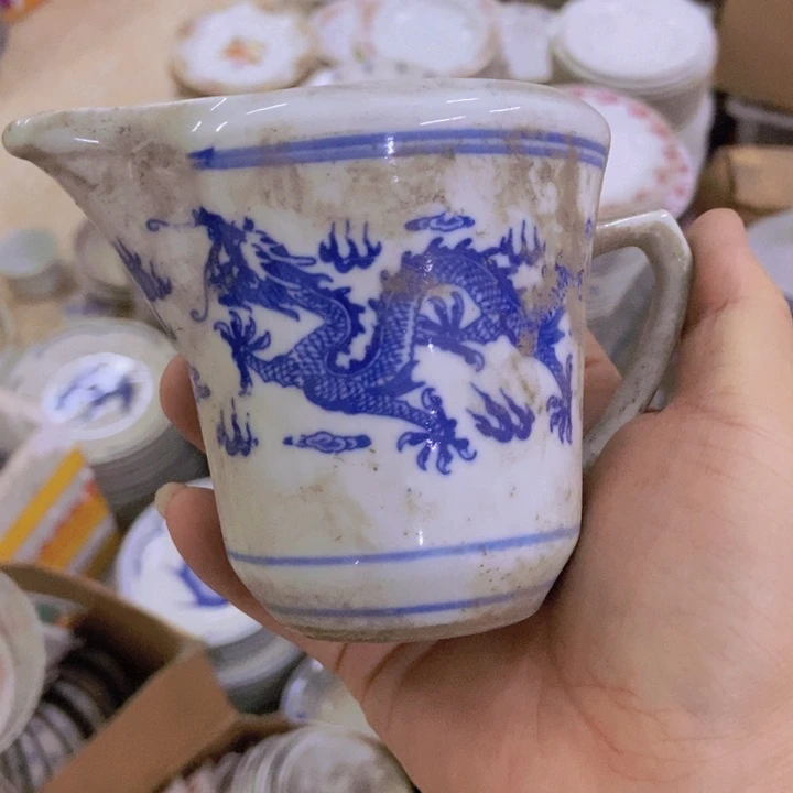 摆件景德镇青花龙纹公道杯