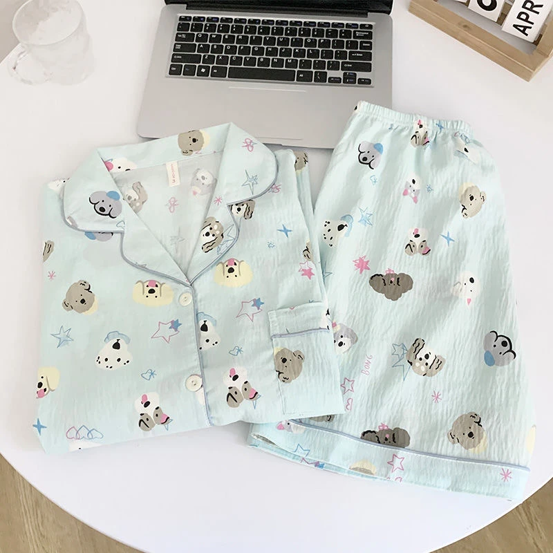 夏季新款短袖短裤可爱韩版休闲宽松开衫少女夏天女款睡衣家居服