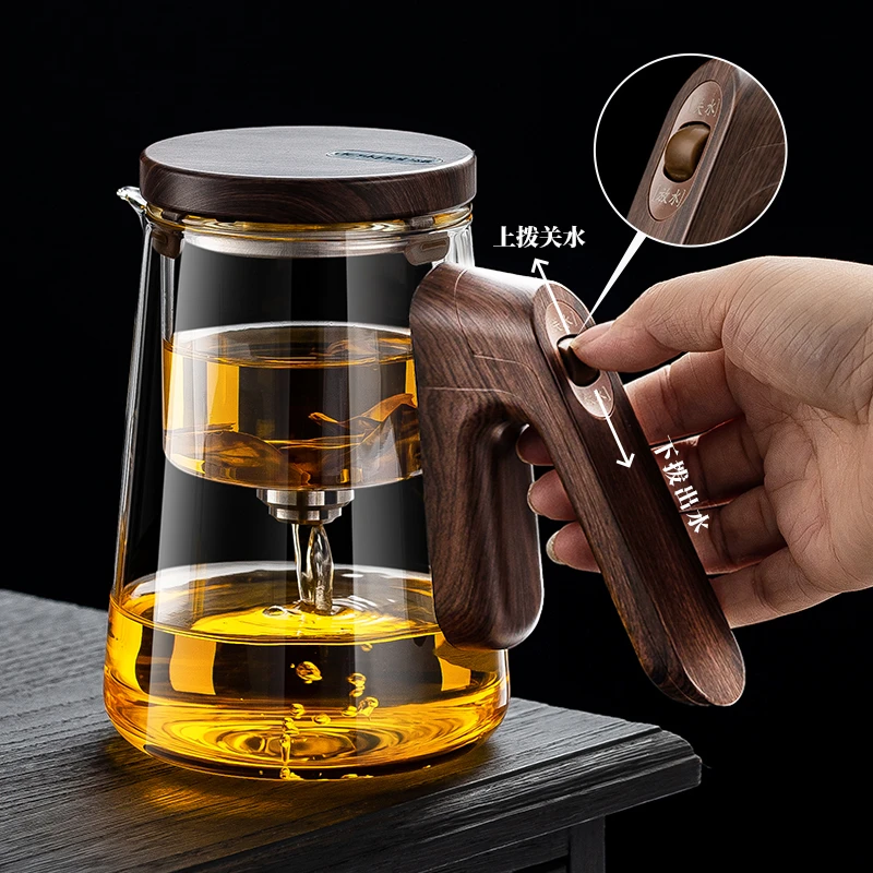 顶壶加厚耐热无杆磁吸飘逸杯全玻璃内胆茶水分离过滤冲茶泡茶壶