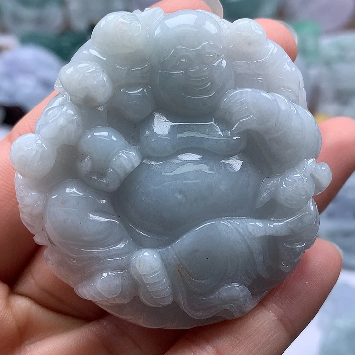 翡翠未镶嵌颈饰五福临门洒黄翡福利卡厚12+