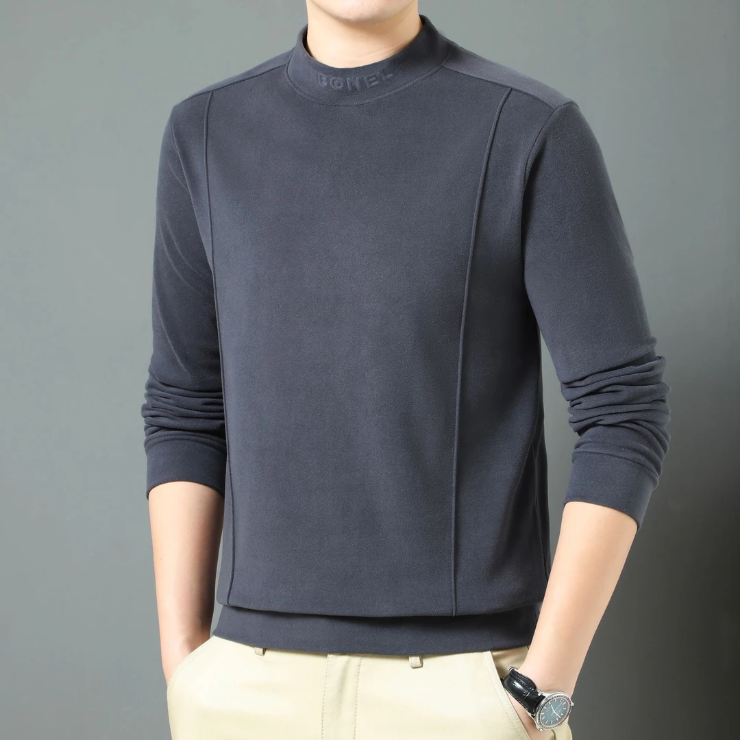 （1006）男士德绒半高领加绒加厚卫衣冬季休闲亲肤保暖打底衫