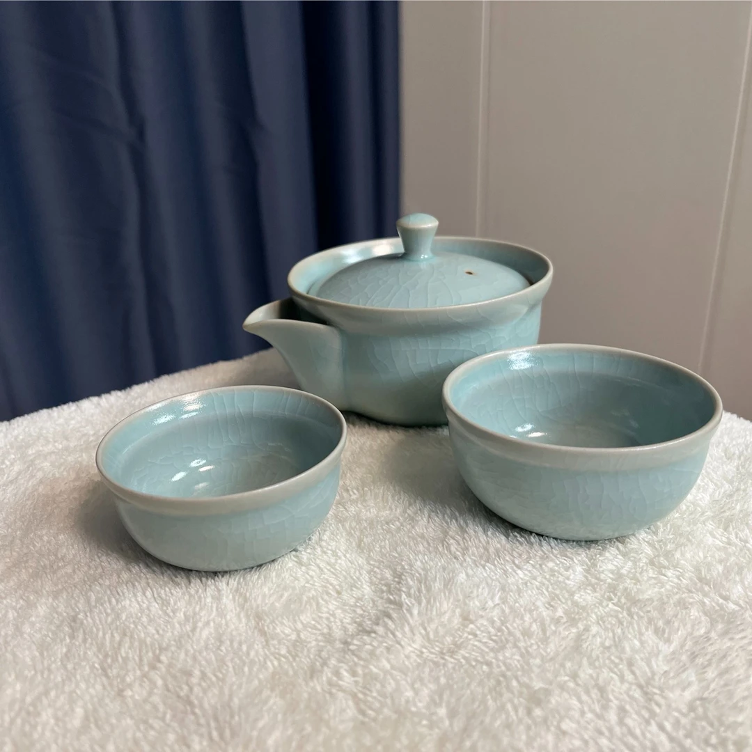 宝丰清凉寺汝瓷 天青网格纹开片公道杯