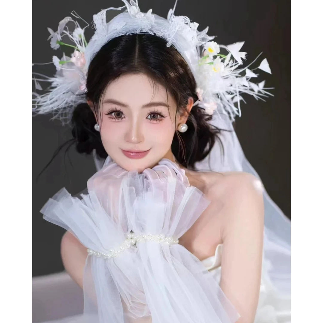 小南一｜森系减龄款花朵 发带头纱