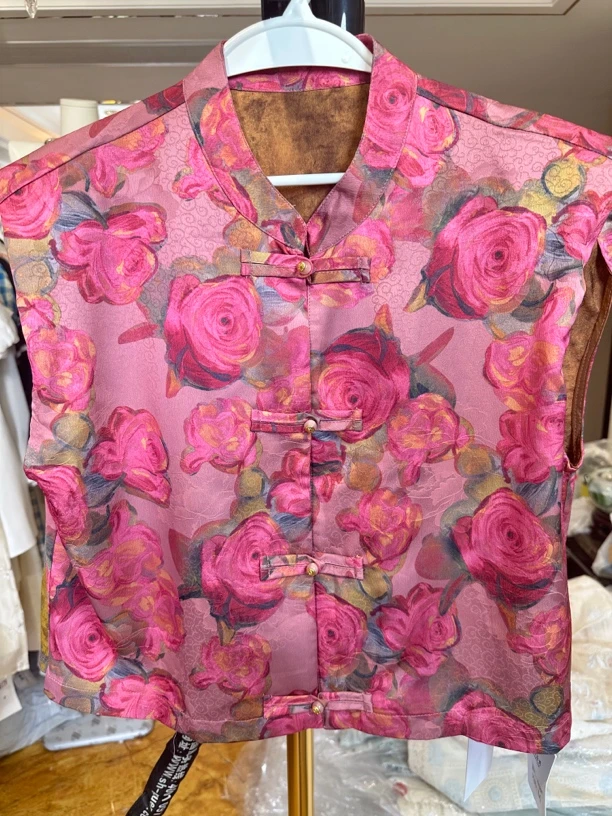 8928#国风盘扣老钱风马甲