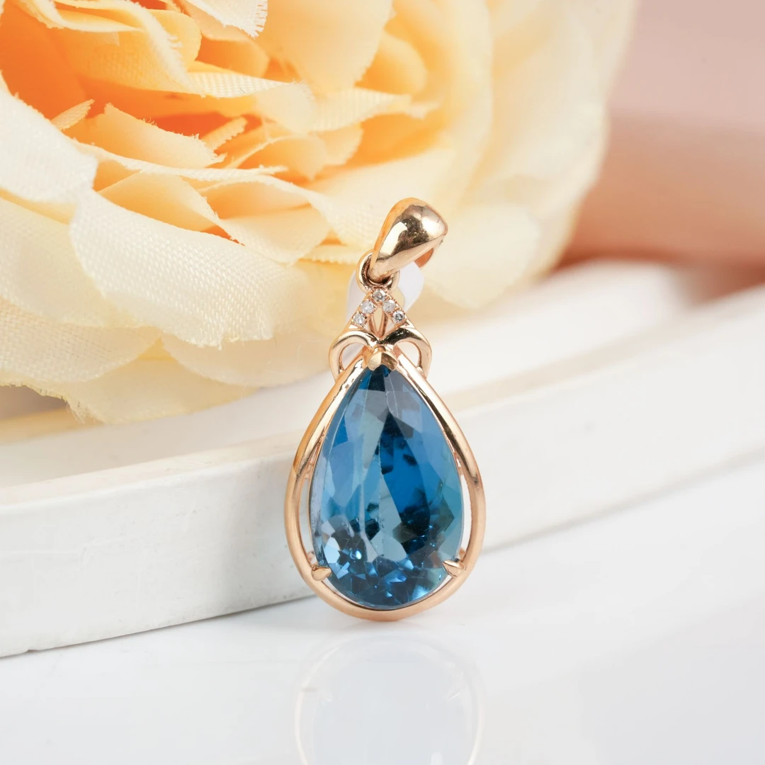 【初见珠宝】18k金托帕石吊坠17-1CH224X255【多样性发一件】