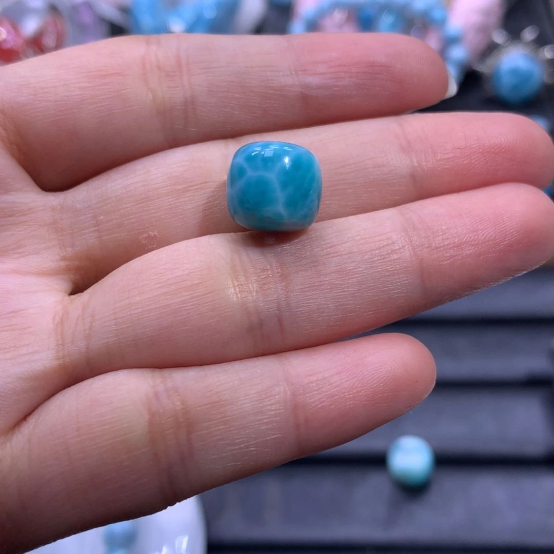 针钠钙石（海纹石）未镶嵌珠宝半成品11*12m老型珠单珠色差略异