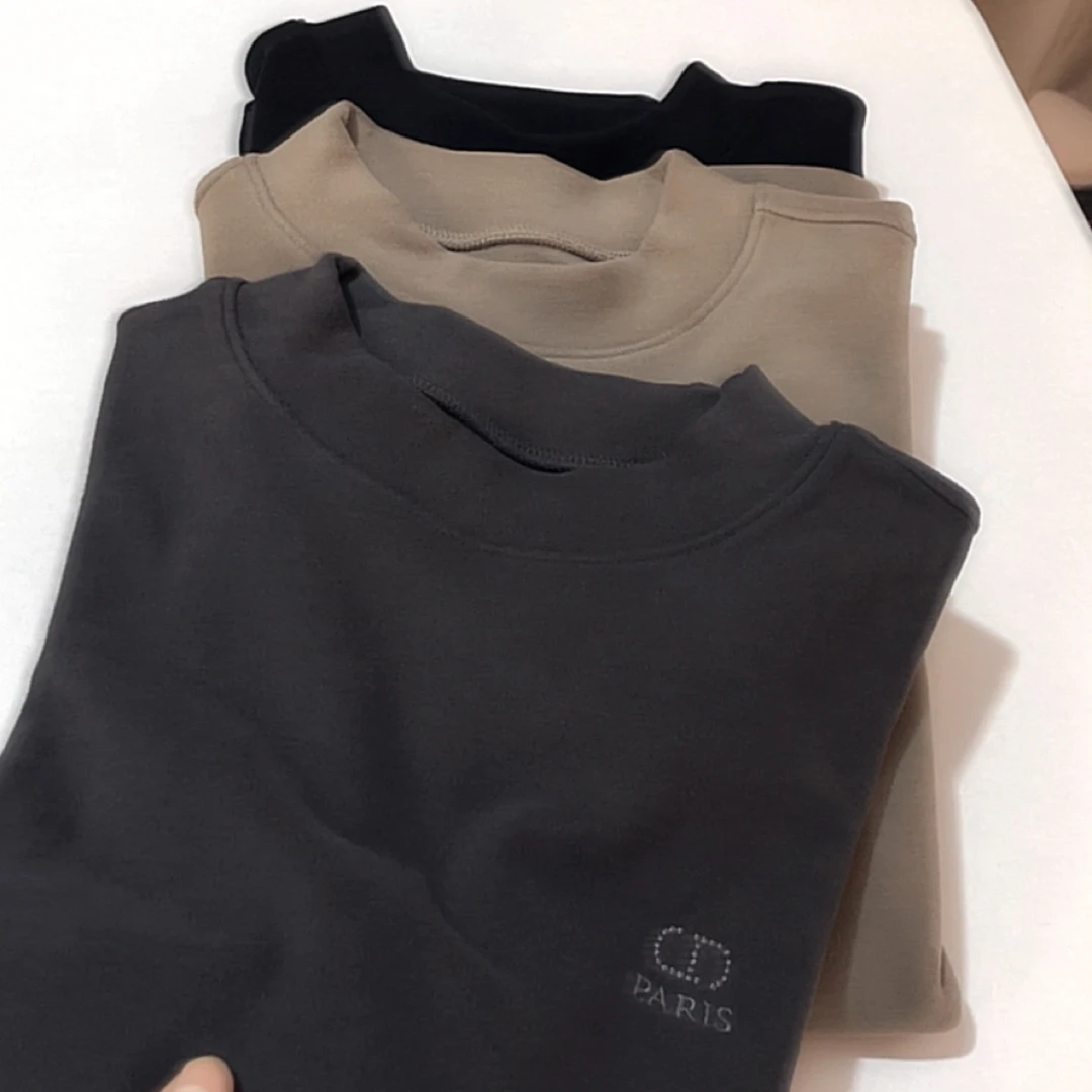 巨舒适！高弹力双面德绒男士半高领桑蚕丝羊毛立领保暖打底衫2575