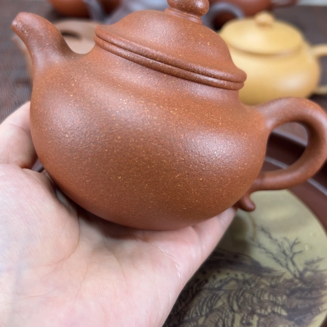 紫砂茶壶红降坡莲子