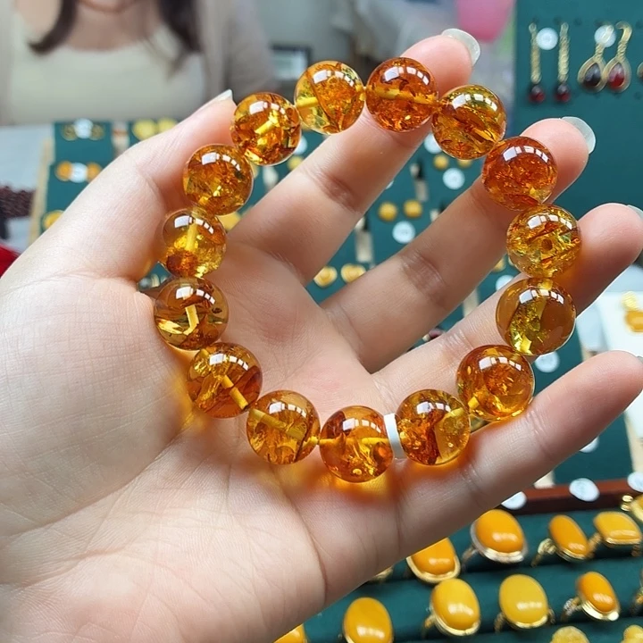 琥珀未镶嵌手串14mm花珀手串