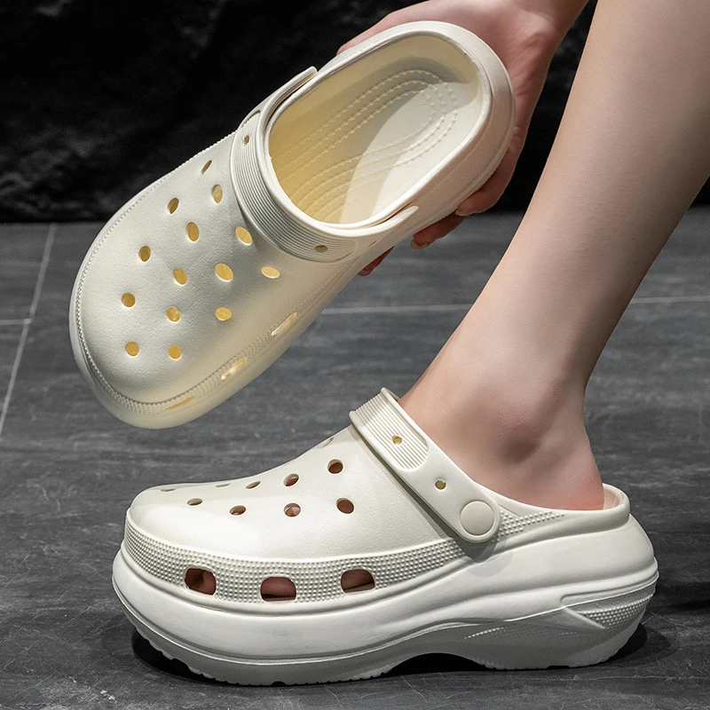 时尚卡家云朵夏季厚底洞洞鞋女增高踩屎感透气eva