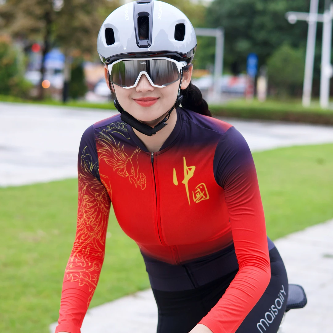 2257【龙凤呈祥竞技版3D六元棉纱】骑行服高弹薄款男女士