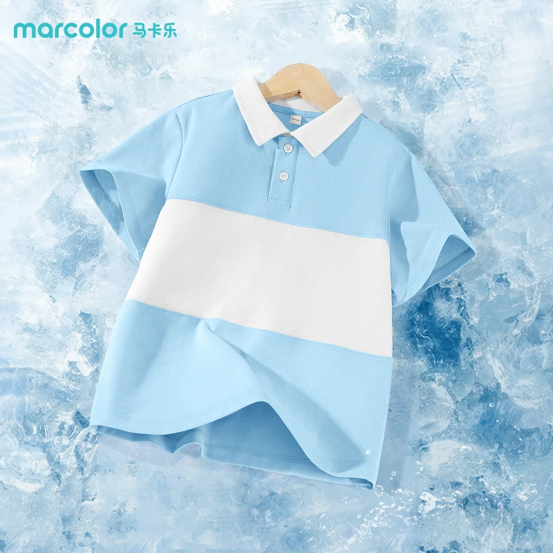 MC92马卡乐童装儿童短袖t恤儿童夏季薄款polo拼色上衣中大童体恤