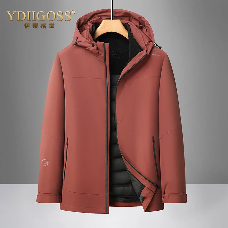YDIIGOSS立领连帽羽绒服男2026年冬季新款青年加大码加厚保暖