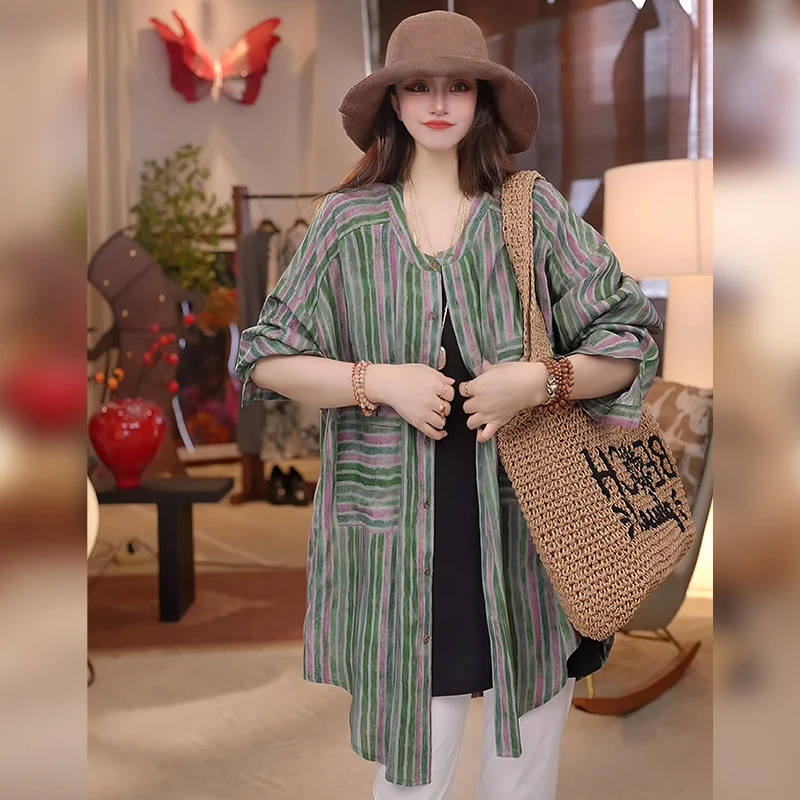 Linda姐高端线【欧若风】春夏新款轻奢气质条纹衬衫AA5SCS0246