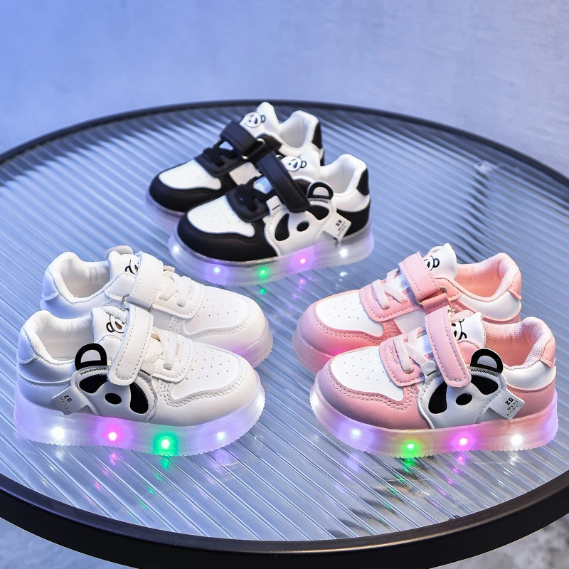 童鞋25新婴幼儿鞋子2025新款春秋卡通发光宝宝软底鞋发光墨素潮鞋