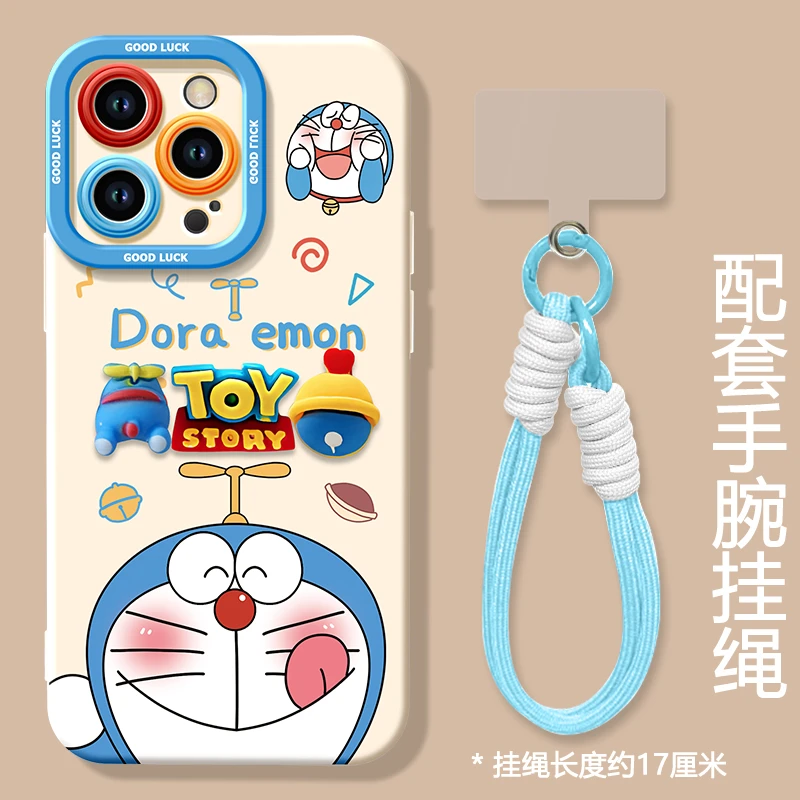 可爱哆啦手机壳15适用于苹果12pro网红14创意卡通11promax全包新