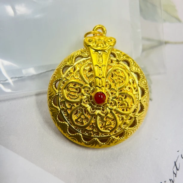 足金饰品/新款珐琅祥云八宝罗盘圆扣/4.82/1B5B12133/q