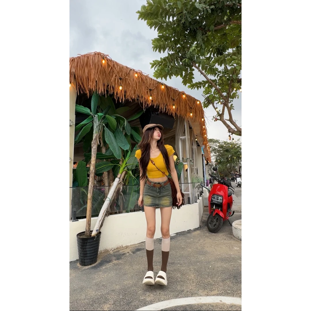 牛仔半身裙女高腰辣妹包臀裙【送腰带】时尚复古2025年新款春夏款