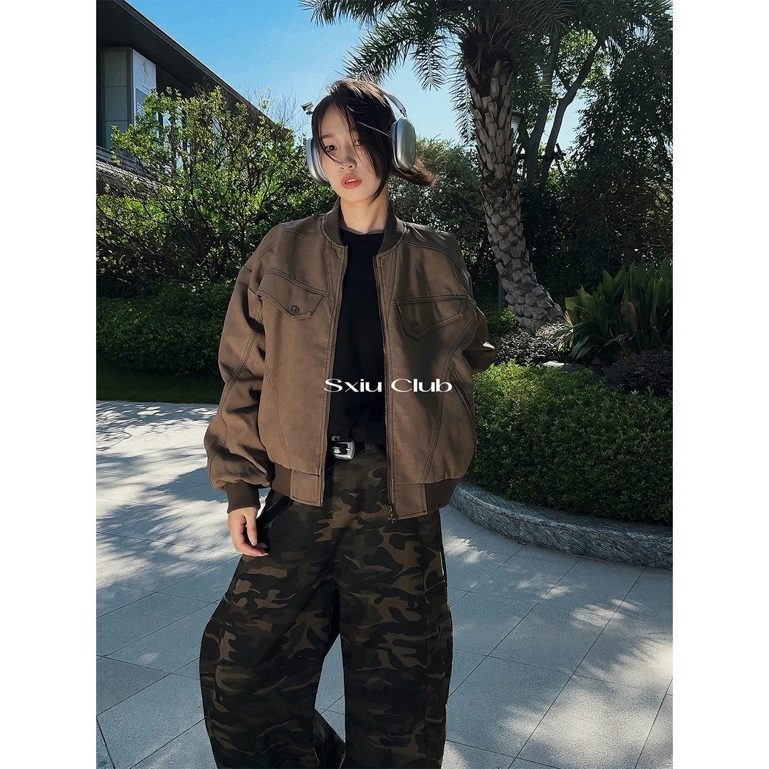 美式复古工装夹克男女做旧宽松cleanfit痞帅外套2025秋季新