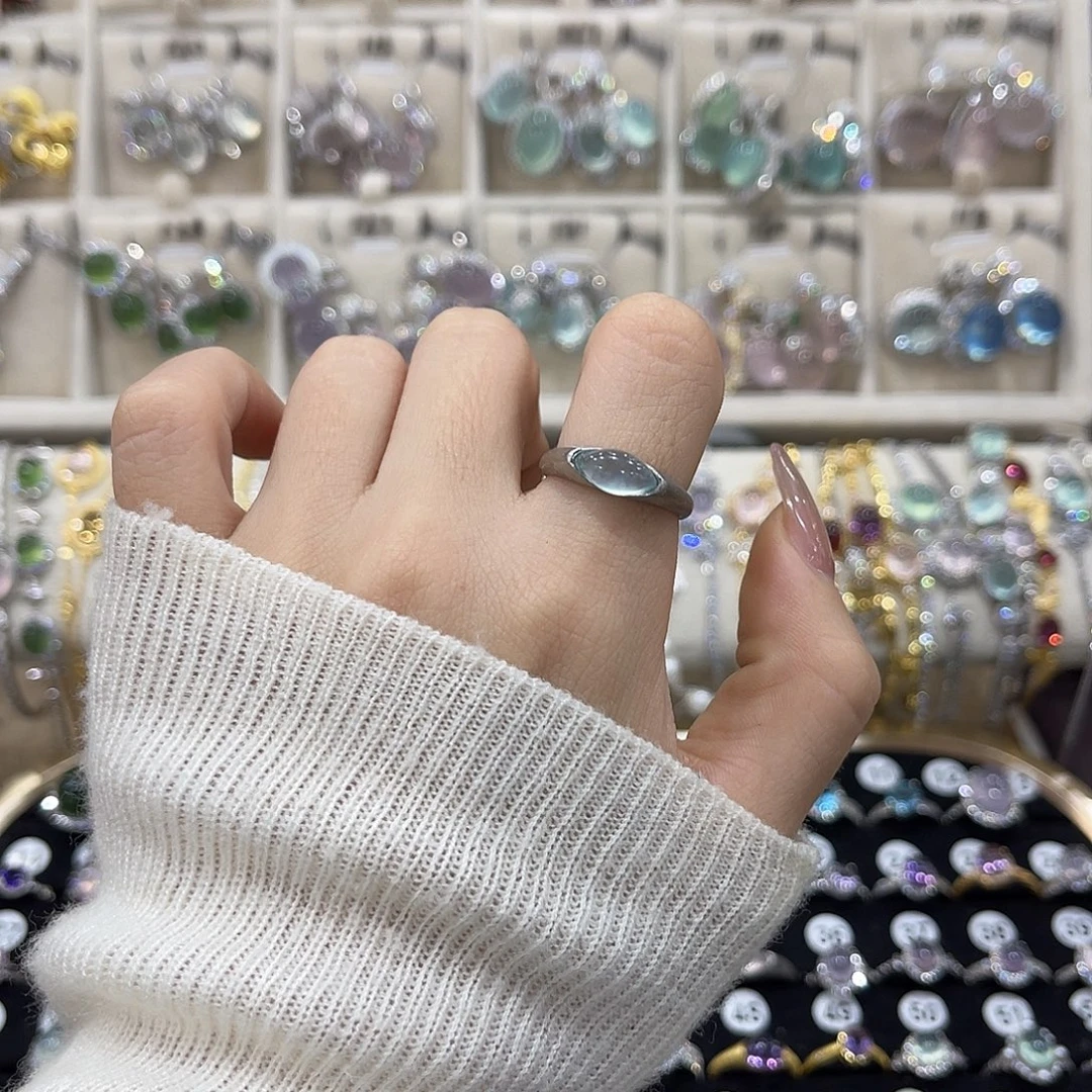 “***”蛇纹石玉银S925镶嵌戒指