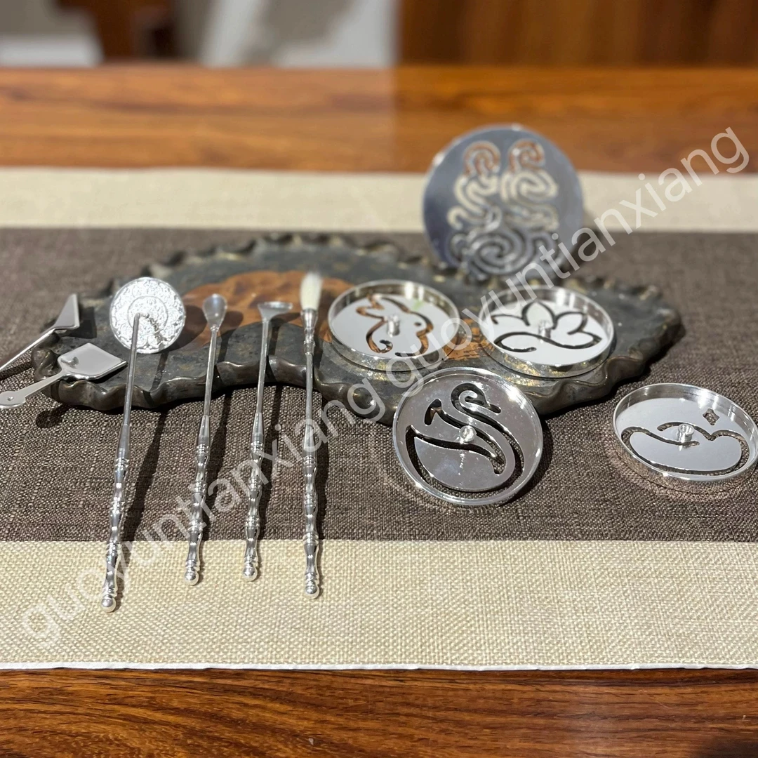 双耳镀银9 12cm香道香炉打香拓香灰模用品具入门用具香篆工具