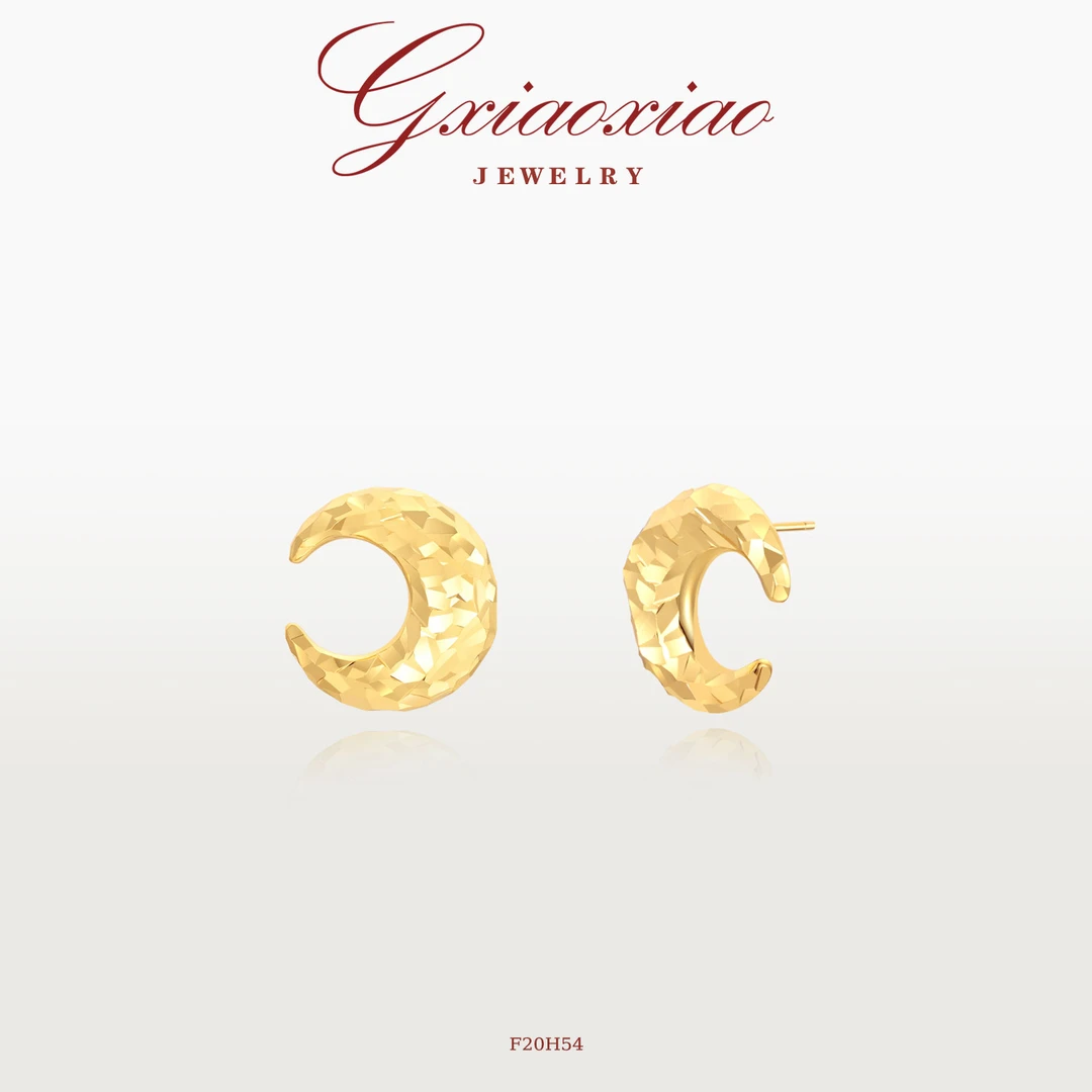 G XIAOXIAO 镀K金 时尚气质小众高级百搭月亮耳环 F20H54 F20H55