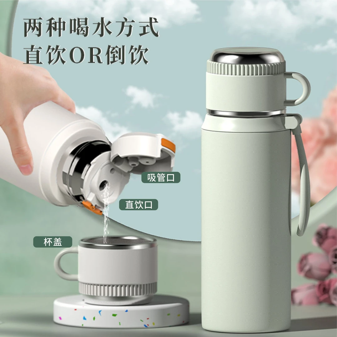 Kavk新款保温杯手柄款高颜值316不锈钢男女便携上学泡茶杯弹跳杯