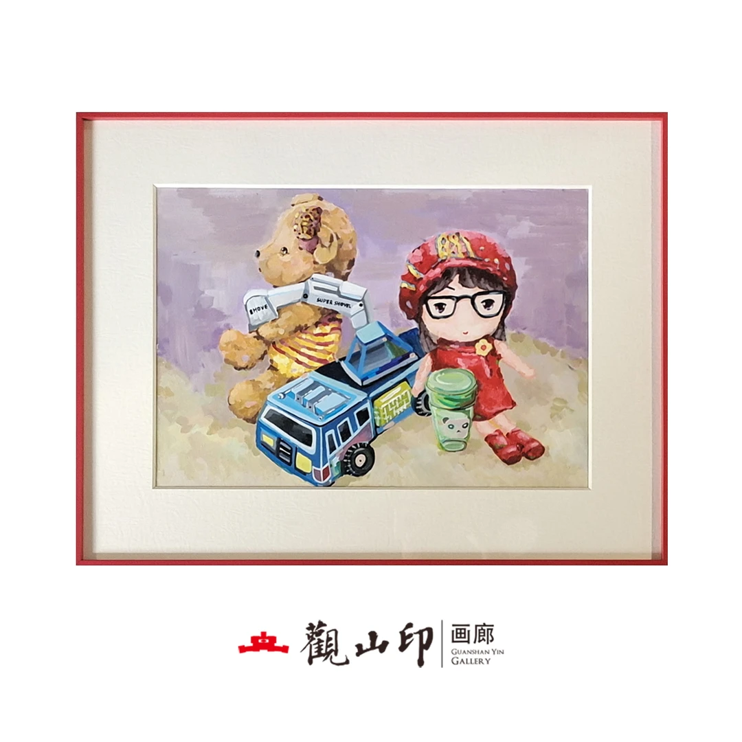 WM原创手绘布面油画64x49cm小熊作品1806
