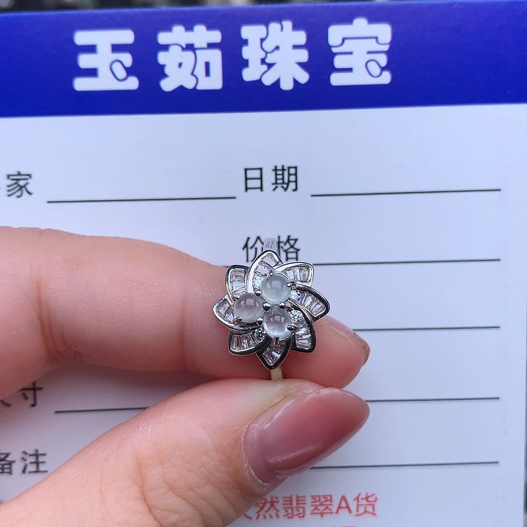 翡翠戒指银S925镶嵌戒指925