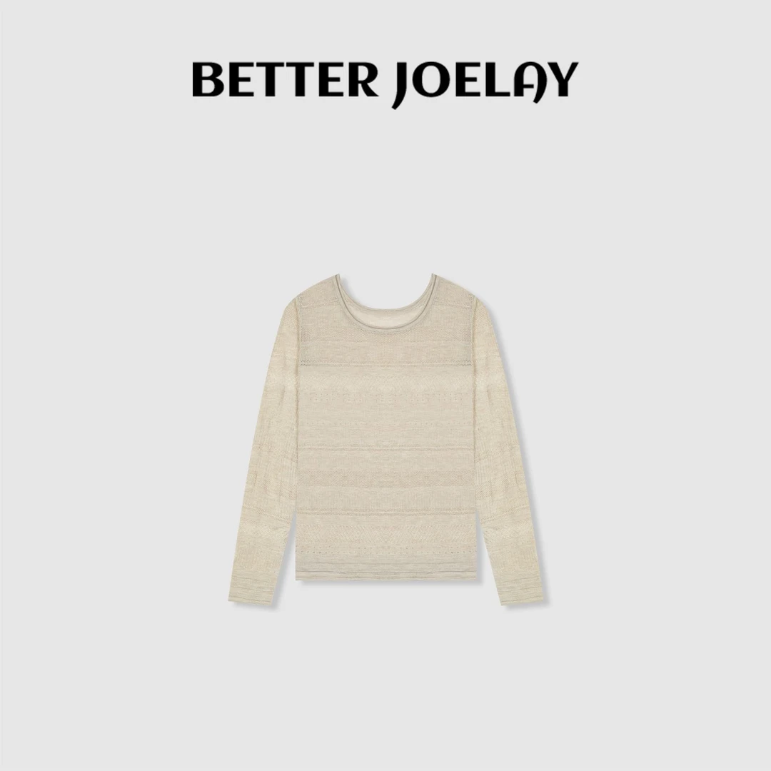 BETTER JOELAY-【文艺疏影】含羊毛时尚百搭简约T恤长袖潮流WS92258