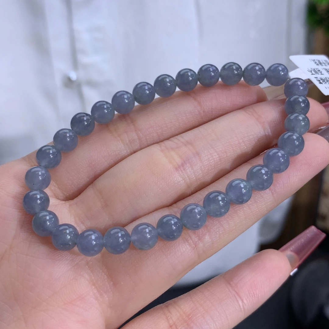 翡翠手链未镶嵌卡6冰润胶紫乌鸡飘花
