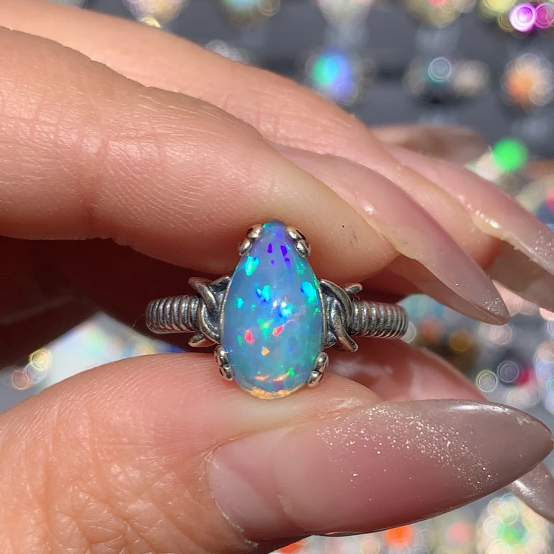 欧泊福利戒指银S925镶嵌