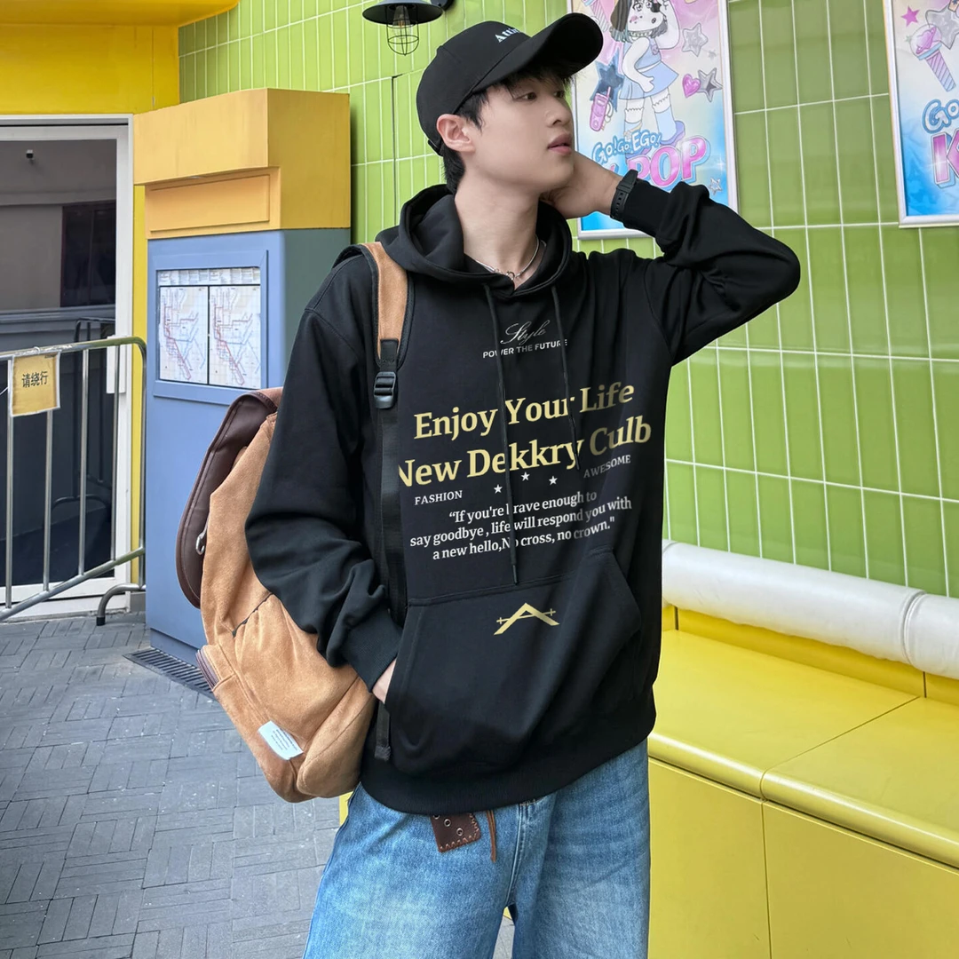 美式潮牌个性ins字母印花连帽卫衣男女秋冬季休闲宽松情侣款上衣