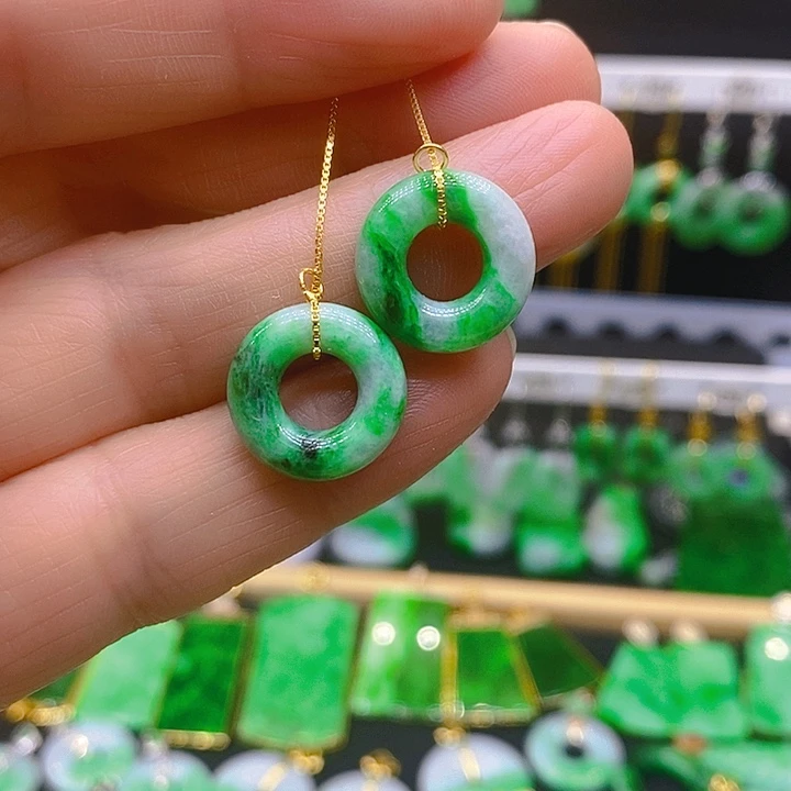 翡翠戒指银S925镶嵌耳坠