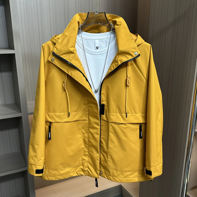 2025春秋新款连帽工装夹克外套男士潮流休闲时尚百搭冲锋衣外套男