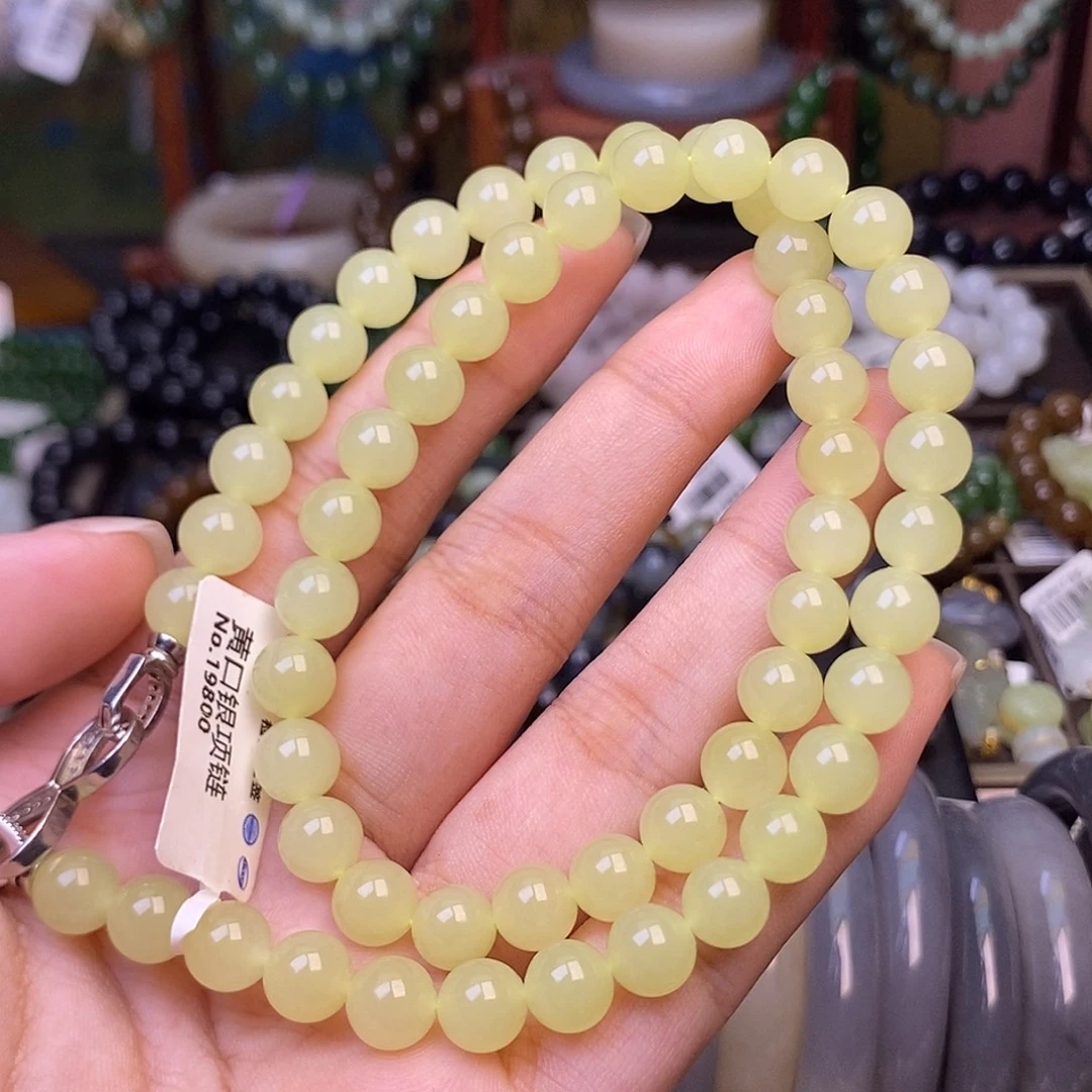 和田玉未镶嵌颈饰黄口老矿料妈妈链8mm