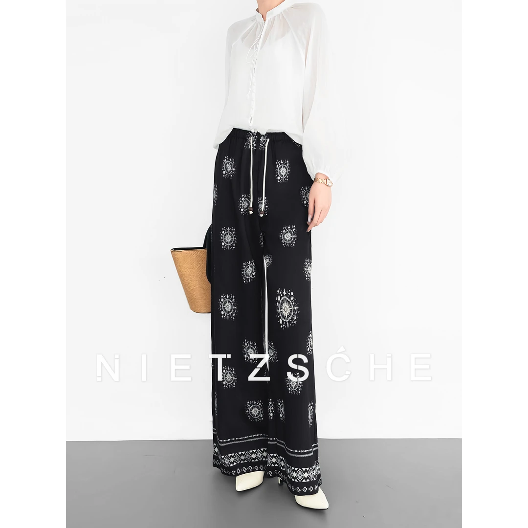 etzsche｜奈良少女｜莱赛尔天丝度假风超显瘦清凉长裤遛弯裤61852