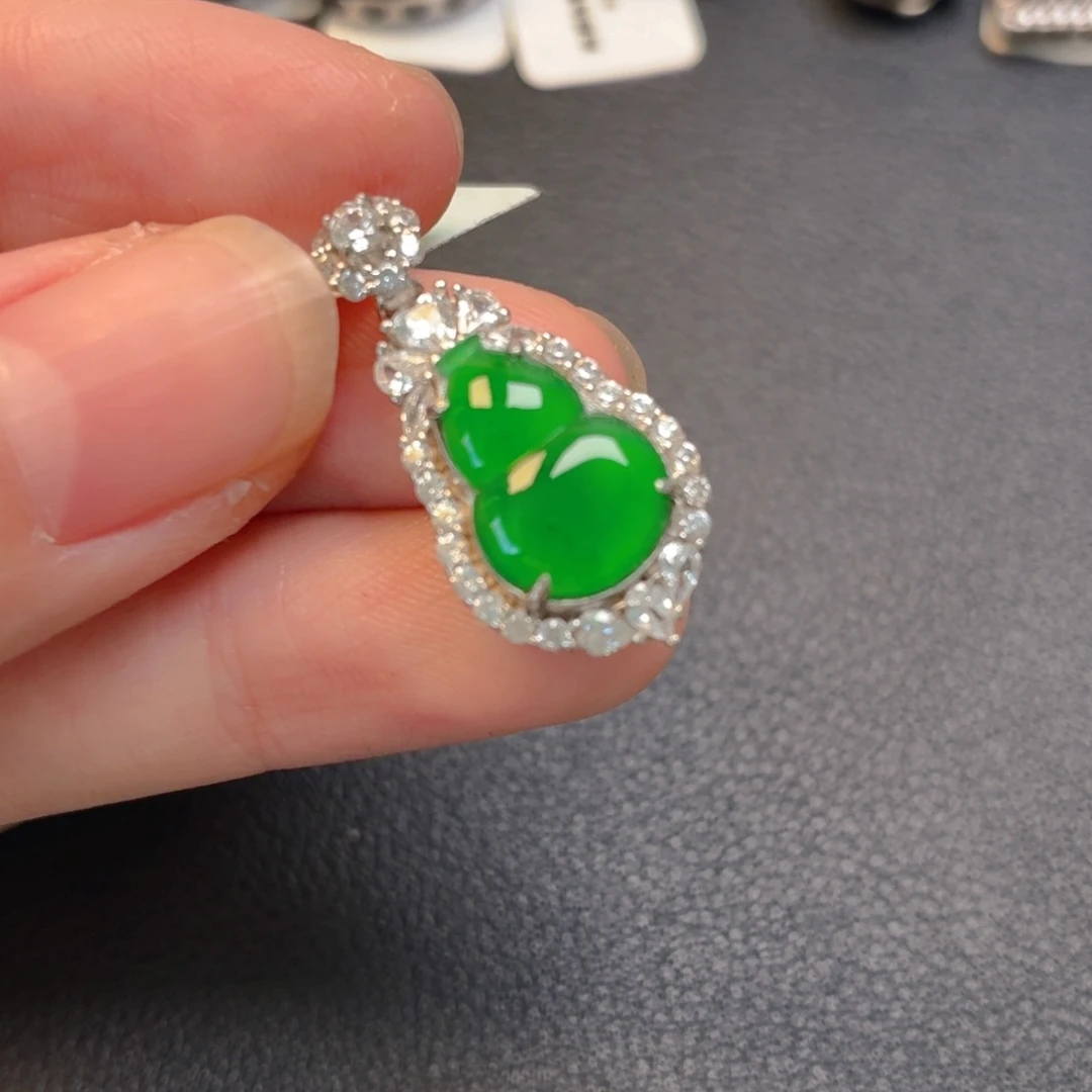 翡翠银S925镶嵌吊坠(不含链)