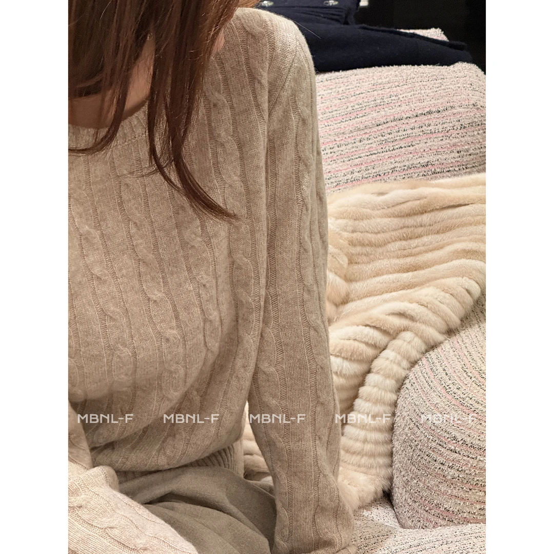MBNL-F”经典劳伦“ 100%羊毛重工16针定织麻花毛衣 秦磊XM-XMY8048