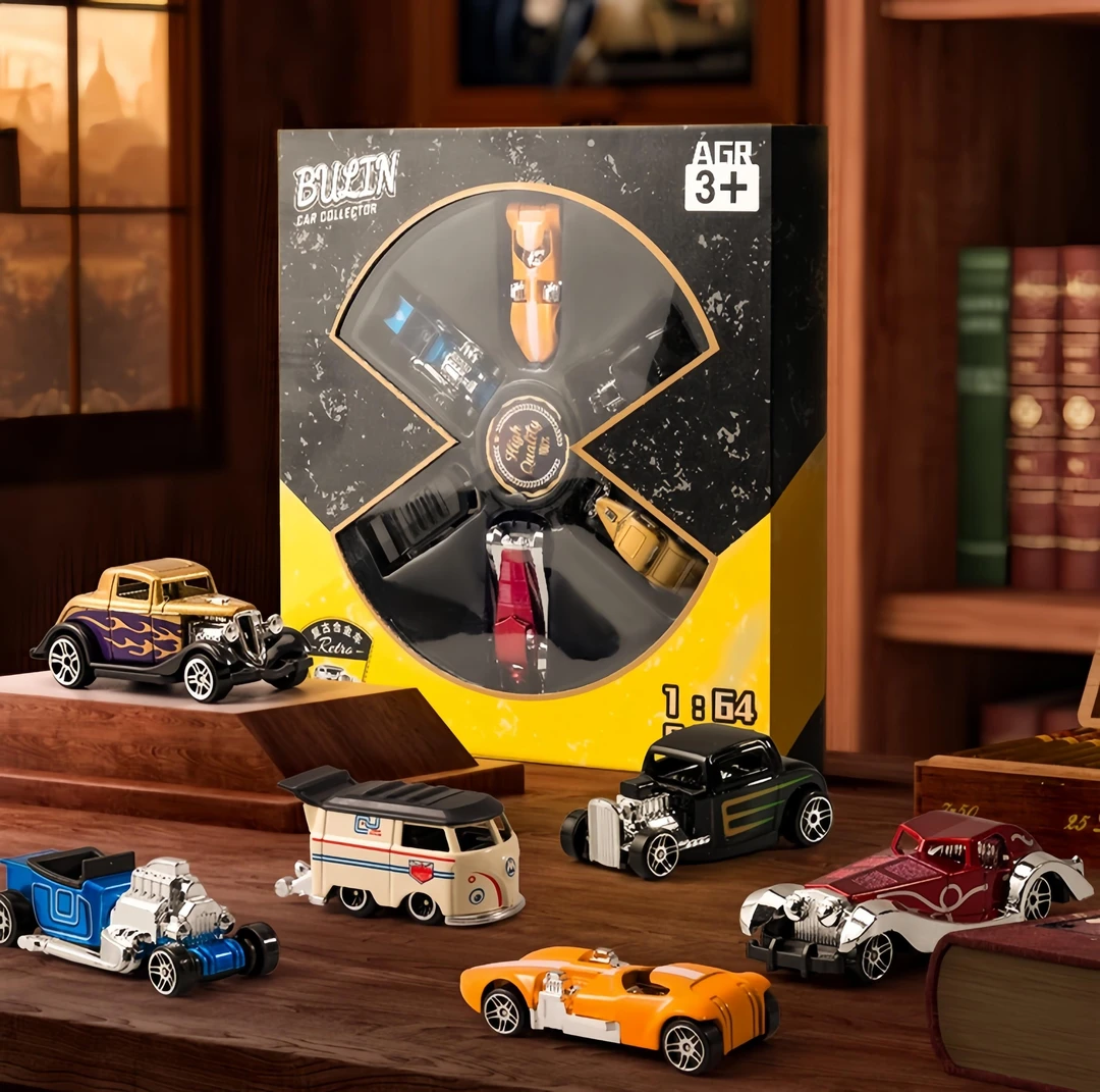 【精美彩盒】6辆合金复古老爷车车模收藏摆件仿真车模型圣诞节礼物