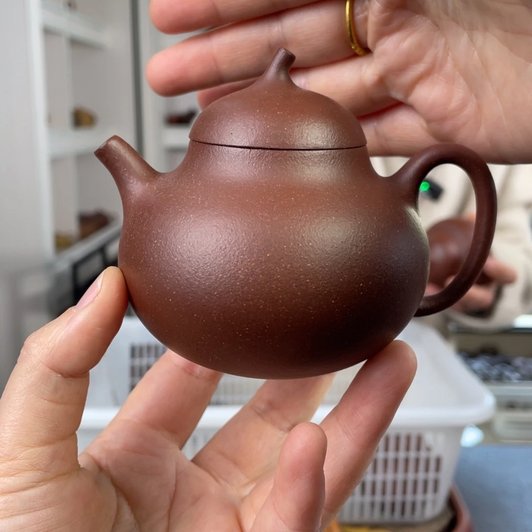 紫砂茶壶胖 底槽清茄瓜200cc