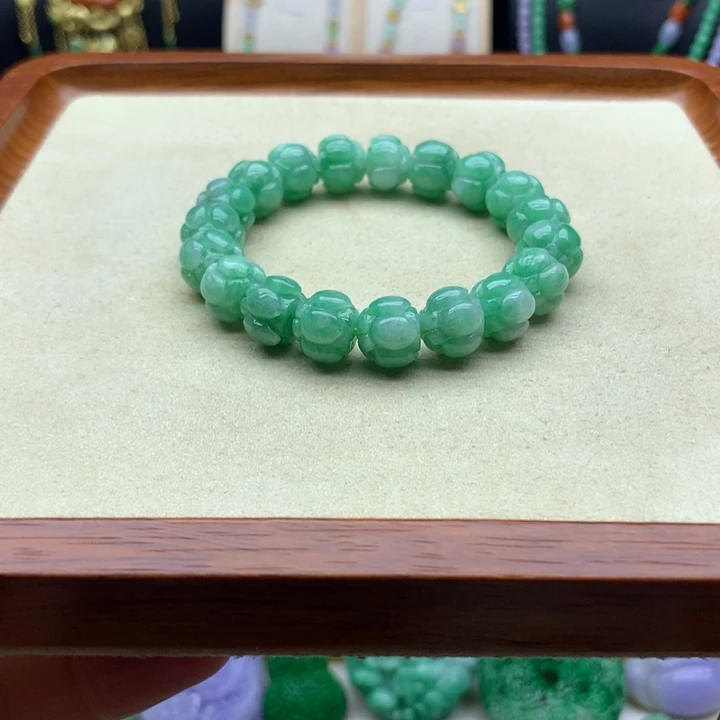 翡翠未镶嵌手链翡翠莲花手串