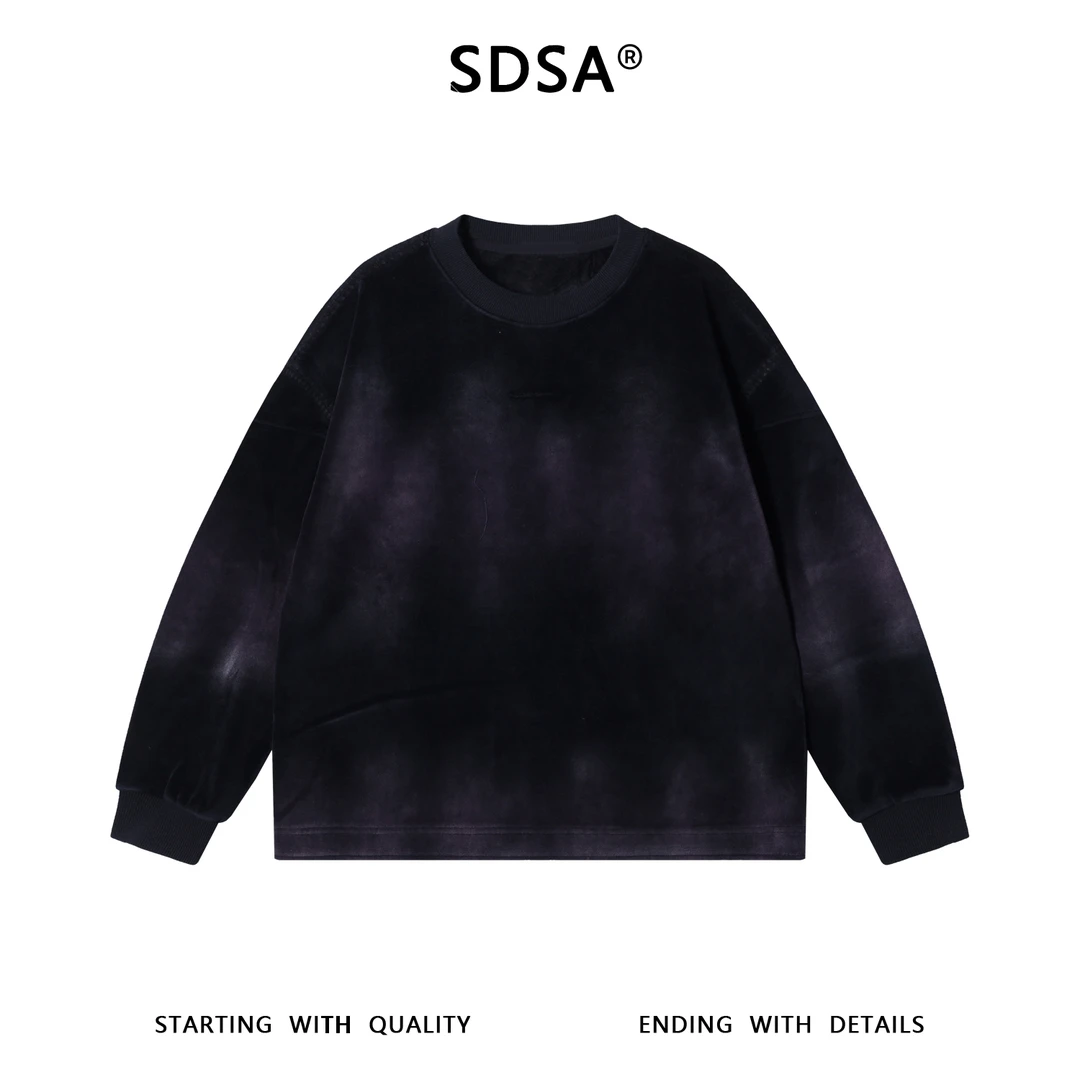 SDSA男士秋冬新款痞帅男装简约印花圆领卫衣晕染百搭时尚套头上衣