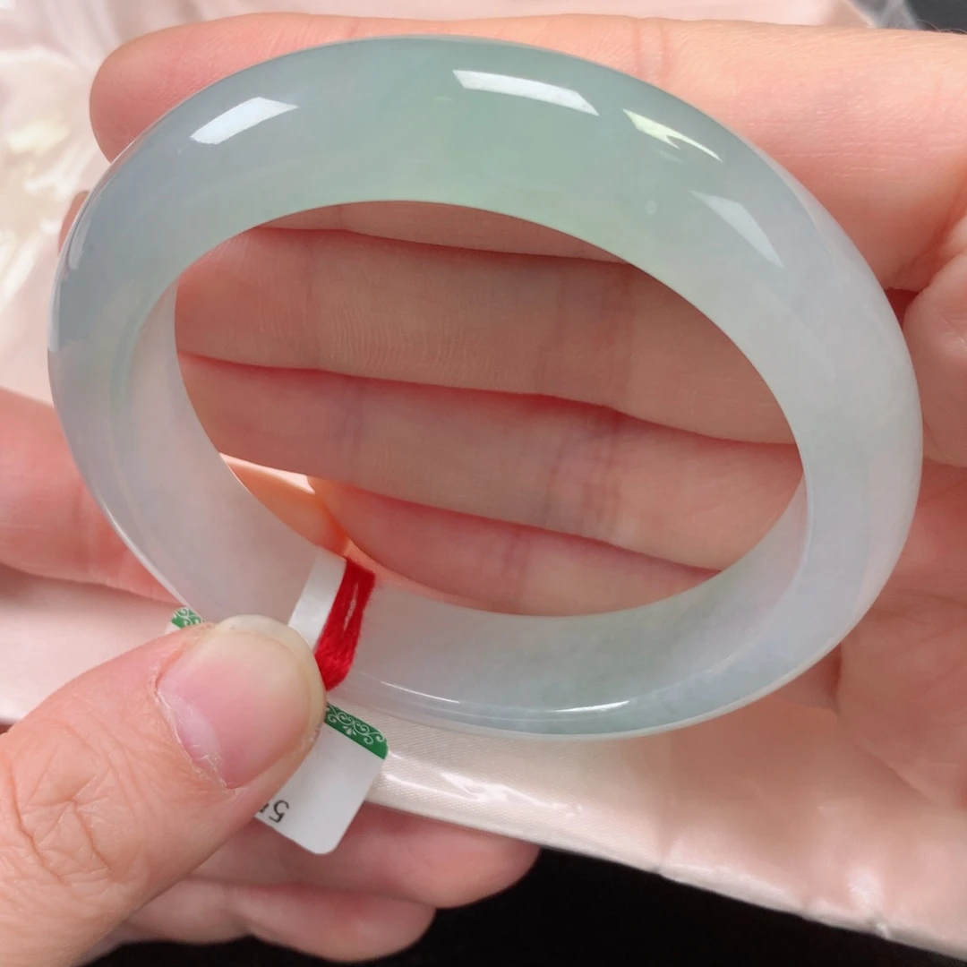 未镶嵌手镯翡翠缅甸天然翡翠手镯55冰晴底